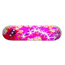 Fuchsia  & White swirls Custom Art Skateboard Deck