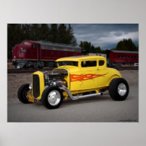 FuelFoto - 1931 Ford Hot Rod & Train Wall Poster
