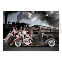 FuelFoto - Choo Choo Hot Rod Pin Up Greeting Card