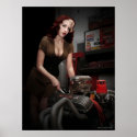 FuelFoto - Hot Rod Shop Pin Up Mechanic Poster posters