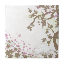 Fuji and Sakura - brown Tile