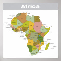 Full Colour Map of Africa Posters