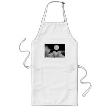 FULL MOON CLOUDS BLACK AND WHITE APRON