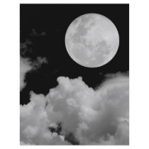FULL MOON CLOUDS BLACK AND WHITE