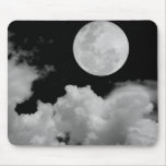 FULL MOON CLOUDS BLACK AND WHITE MOUSE MATS