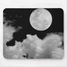 FULL MOON CLOUDS BLACK AND WHITE MOUSE MATS