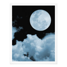 FULL MOON CLOUDS BLUE PERSONALIZED INVITATIONS