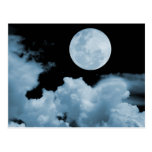 FULL MOON CLOUDS BLUE POSTCARDS