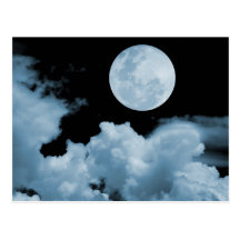 FULL MOON CLOUDS BLUE POSTCARDS