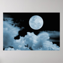 FULL MOON CLOUDS BLUE