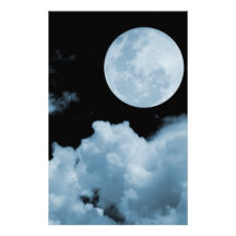 FULL MOON CLOUDS BLUE STATIONERY