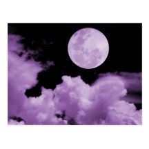 FULL MOON CLOUDS PURPLE POST CARD