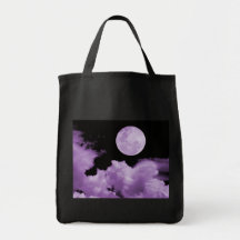 FULL MOON CLOUDS PURPLE TOTE BAGS