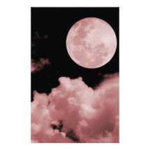 FULL MOON CLOUDS RED STATIONERY DESIGN