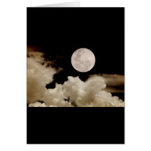 FULL MOON CLOUDS SEPIA GREETING CARDS