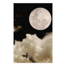 FULL MOON CLOUDS SEPIA PERSONALIZED STATIONERY