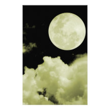 FULL MOON CLOUDS YELLOW PERSONALIZED STATIONERY
