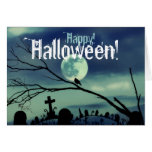 Full Moon Graveyard Happy Halloween Card