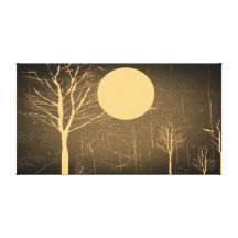 Full Moon Night Vintage Wrapped Canvas Stretched Canvas Print
