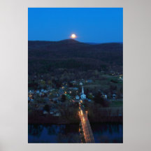Full Moon over Sunderland and Connecticut River Posters