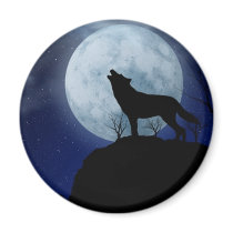 Full Moon Wolf Fridge Magnet