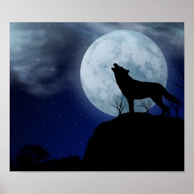 Full Moon Wolf Posters