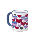 Full of Love Red, Black, Blue and Pink Hearts Mug