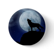 Full on Wolf Pinback Button