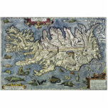 Full Ortelius Islandia Map with Sea Monsters photo sculptures