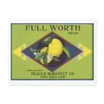 Full Worth Lemon Fruit Crate Label Postcards