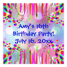 Fun 16th Or Any Age Birthday Party Invitation