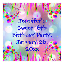 Fun 16th Or Any Age Birthday Party Invitation