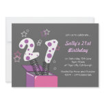 Fun 21st Birthday Party - pink & purple invitations