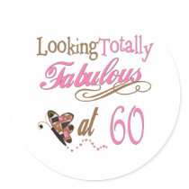 Fun 60th Birthday Gifts Round Sticker