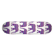 Fun and Bold Chevron Elephants on White Skate Decks