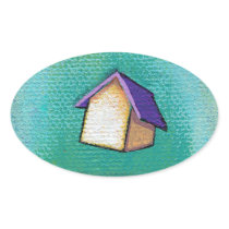 Fun art flying house travelling home colourful hap