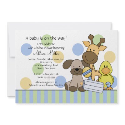 Fun Baby Animals Boy Baby Shower Invitation by celebrateitinvites
