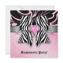 Fun Bachelorette Party Invite Zebra Bow Pink Flora