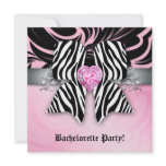 Fun Bachelorette Party Invite Zebra Bow Pink Flora invitations