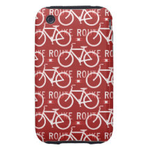 Fun Bike Route Fixie Bicycle Cyclist Pattern Red iPhone 3 Tough Cases