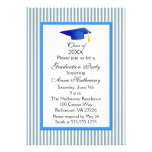 Fun Blue And White Stripe Graduation Party Custom Invitations