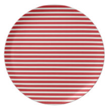 Fun Christmas Nautical Red White Stripes Pattern Party Plate