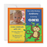 Fun Colourful Little Monkey Photo Invitation