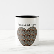 Fun Customisable Personalised Coin Heart Mugs