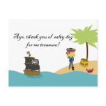 Fun cute girl's pirate thank you postcard