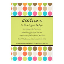 FUN Dots GREEN Baby Girl or Boy Shower Personalized Invitation