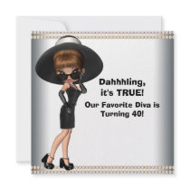 Fun Favourite Diva Womans 40th Birthday Party Custom Invite