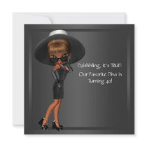 Fun Favourite Diva Womans Black 40th Birthday Part Custom Announcements