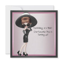 Fun Favourite Diva Womans Pink Black 40th Birthday Announcement