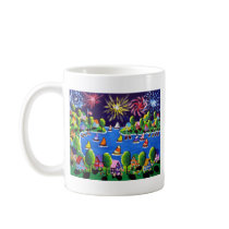 Fun Fireworks 4th Of July Folk Art Mug